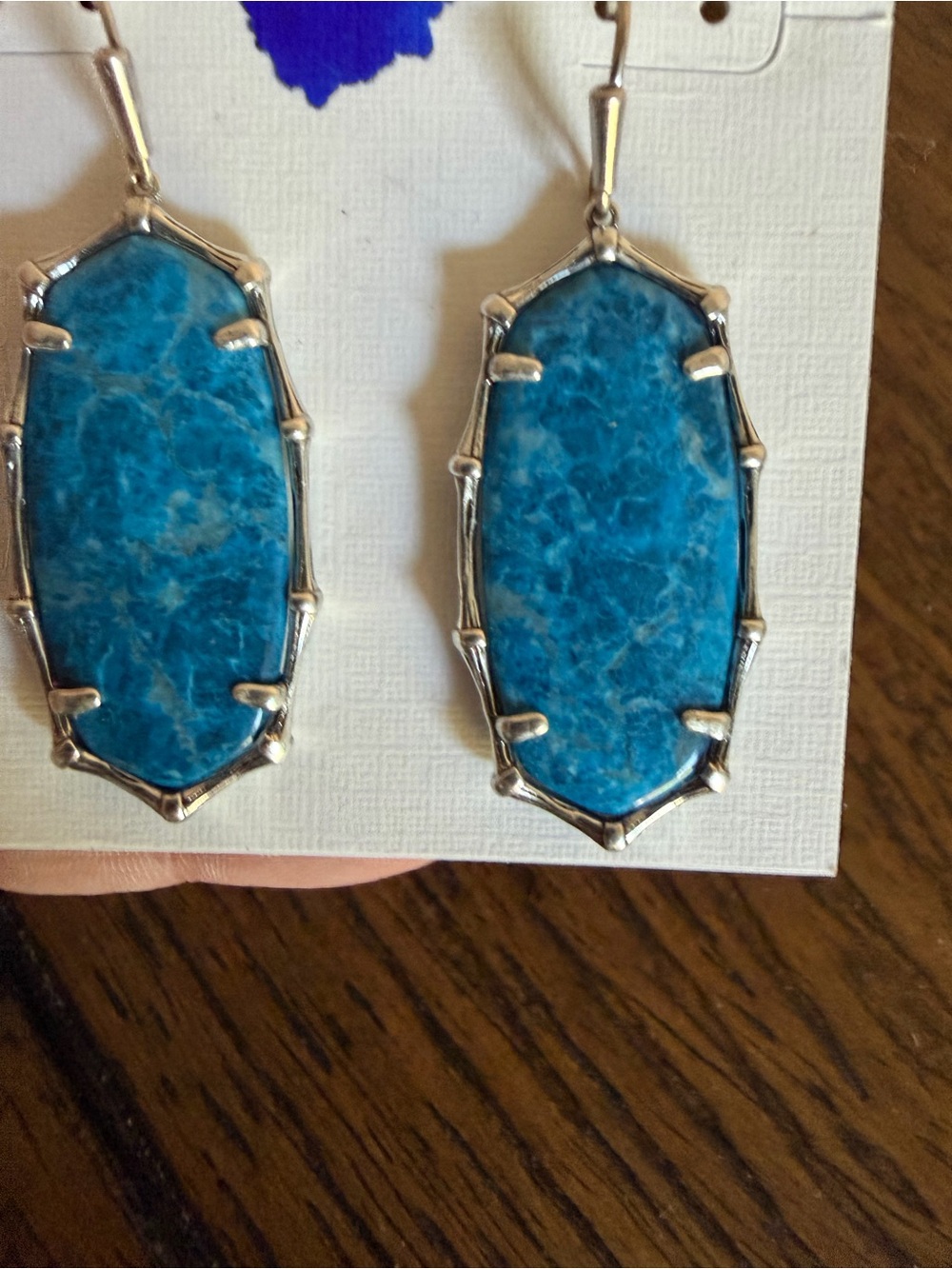 Kendra Scott Elle Drop Earrings silver Tone Bronze Veined Turquoise Magnesite - Picture 4 of 8